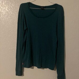 Ralph Lauren Teal Striped Long Sleeve Tee